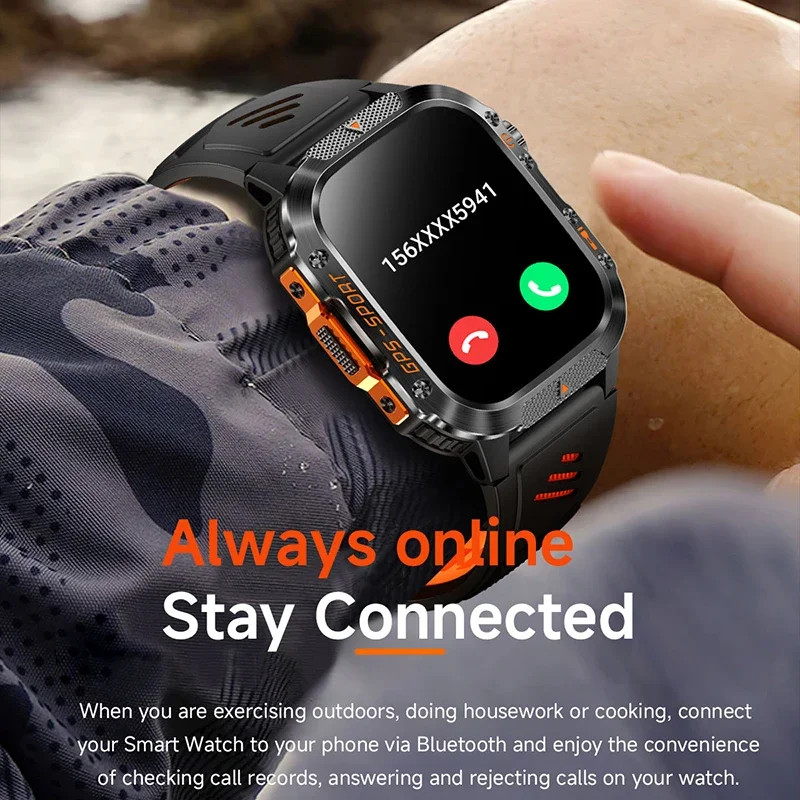 2026 NEW Military GPS Smartwatch Flashlight Wireless Call Wrist Watches 3ATM Wat