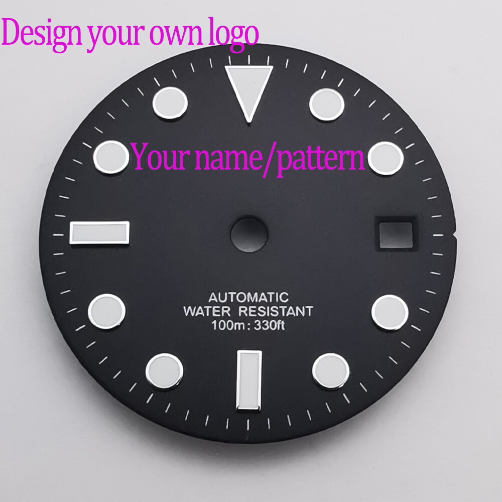 Custom logo 28.5mm black/blue/green watch dial fit NH35 Miyota8215 ETA2824 2836