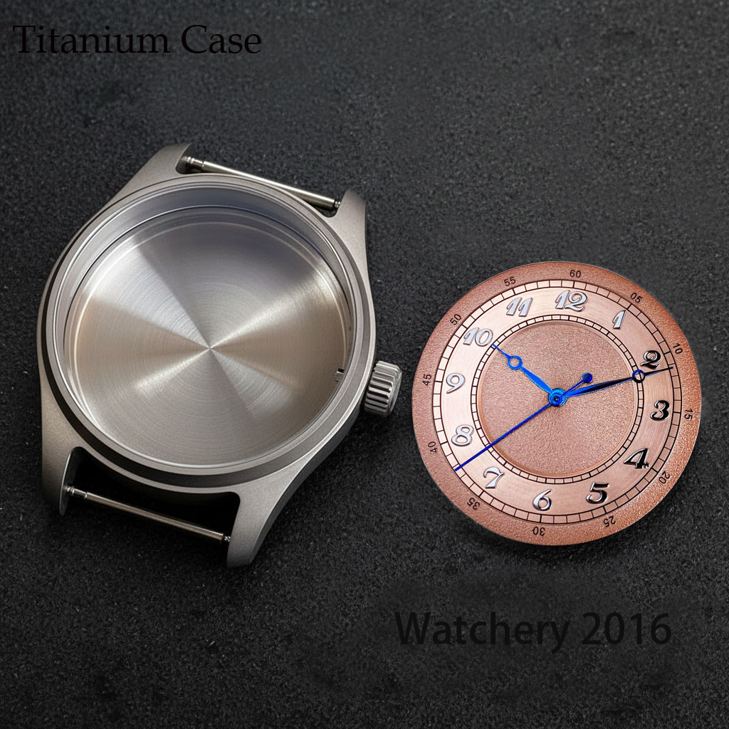 39mm Pilot Titanium Watch Case Fit NH35 Miyota 8215 ETA2824 Auto Movement Watch