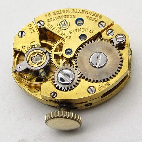 Paul Breguette Swiss 17j PXT Movement w/ Dial & Crown Balance Ticks Parts Resto