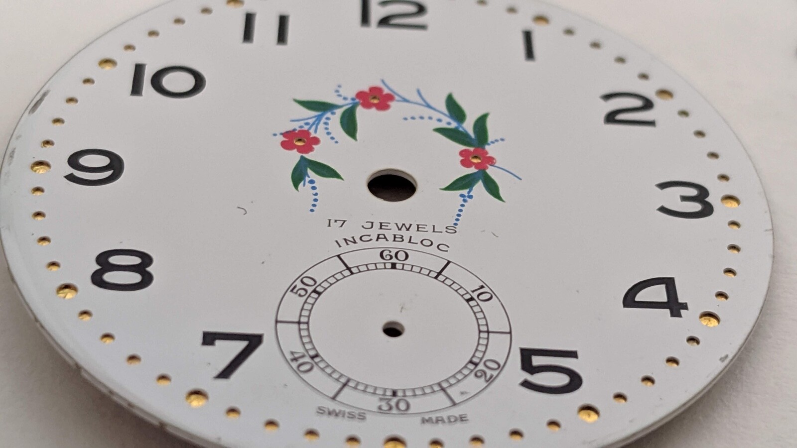 Baylor Dial Arabic Numerals flowers Louis XIV hands x3 pre-owned, 38.6mm dial di
