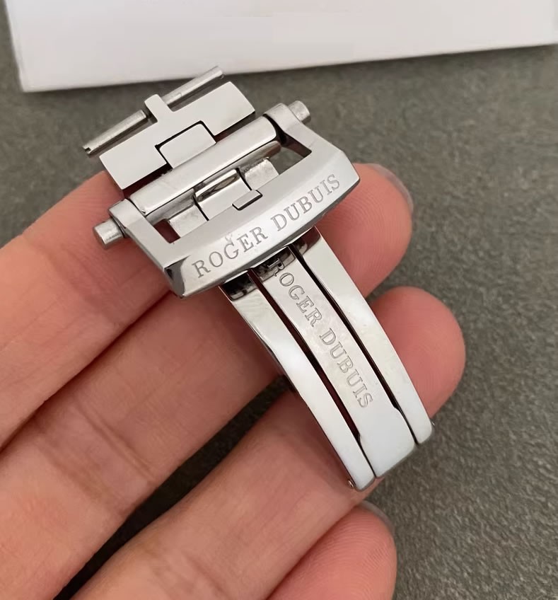 Roger Dubuis LEATHER STRAP FOLDING CLASP 18MM BUCKLE POLISHED STEEL BLACK