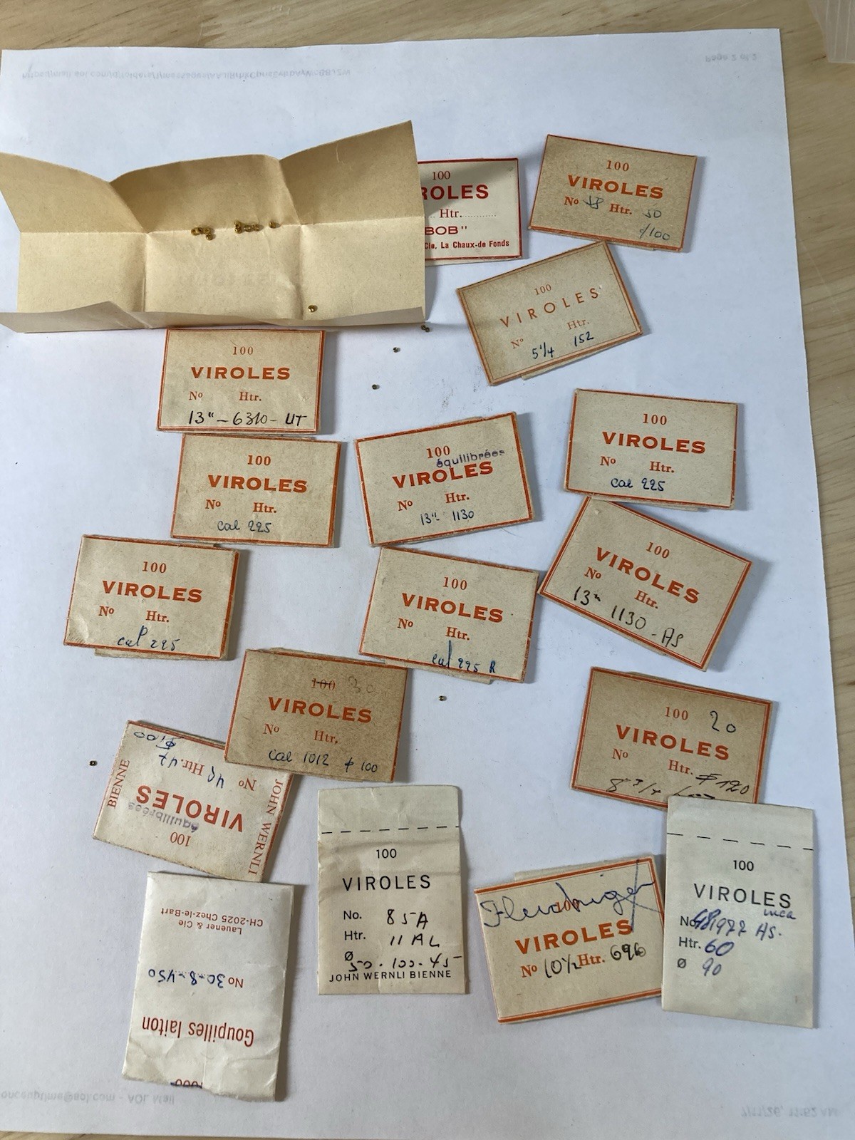 Vintage Watch Viroles Hairspring Collets Assortment Swiss Watch Parts