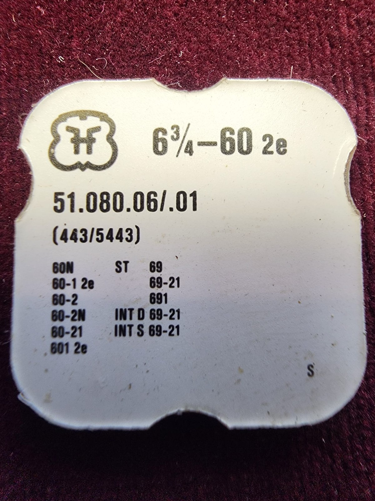 Vintage H 6¾–60 2e Swiss Watch Parts #51.080.06/.01 (443/5443) – Lot of 3 Packet