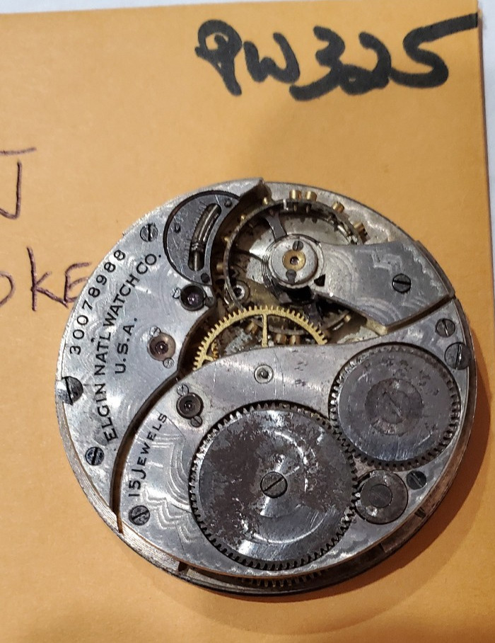 ELGIN 12/S 15J POCKET WATCH MOVEMENT PW325