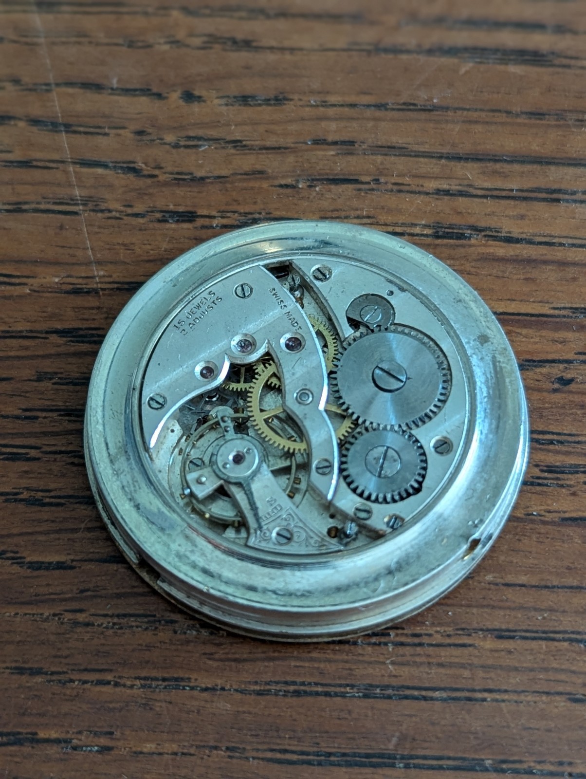 Swiss 15 Jewels Pocket Watch Movement / Dial for Restoration, Good Balance #S738