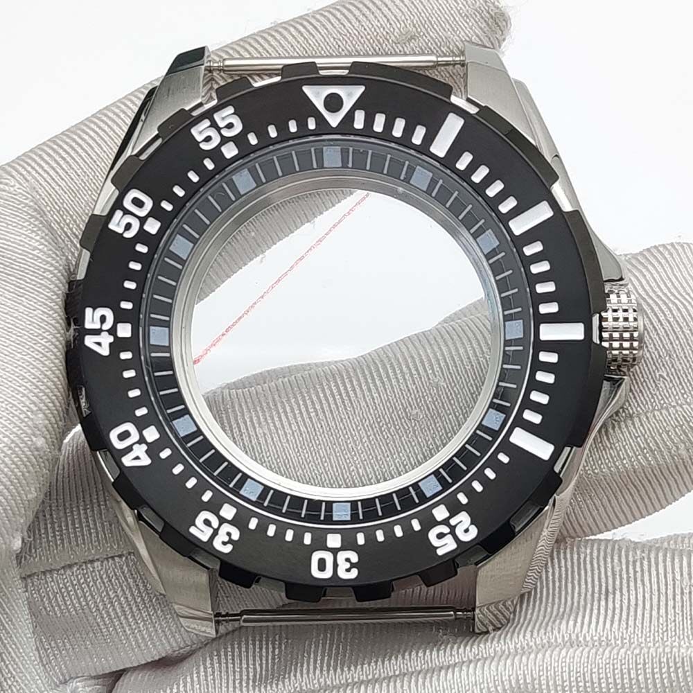44mm Steel Watch Case Modify turtle Mod Sapphire Rotating For Seiko NH35A NH36