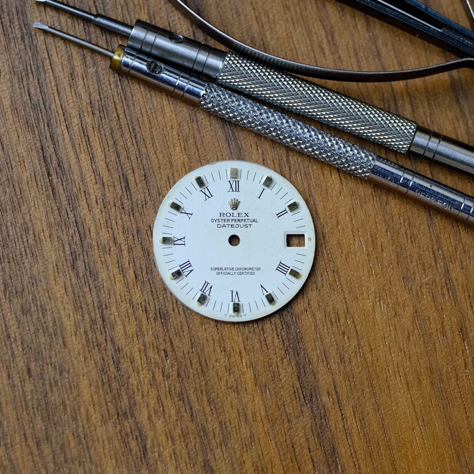 AUTHENTIC ROLEX OEM 31MM DATEJUST WHITE ROMAN DIAL W/ GOLD INDEX 68274 MID-SIZE