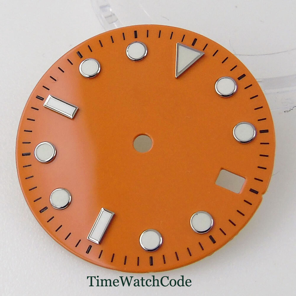 29mm Orange/Blue/Yellow Watch Dial+Hands Fit For NH35 NH35A Date Window Luminous