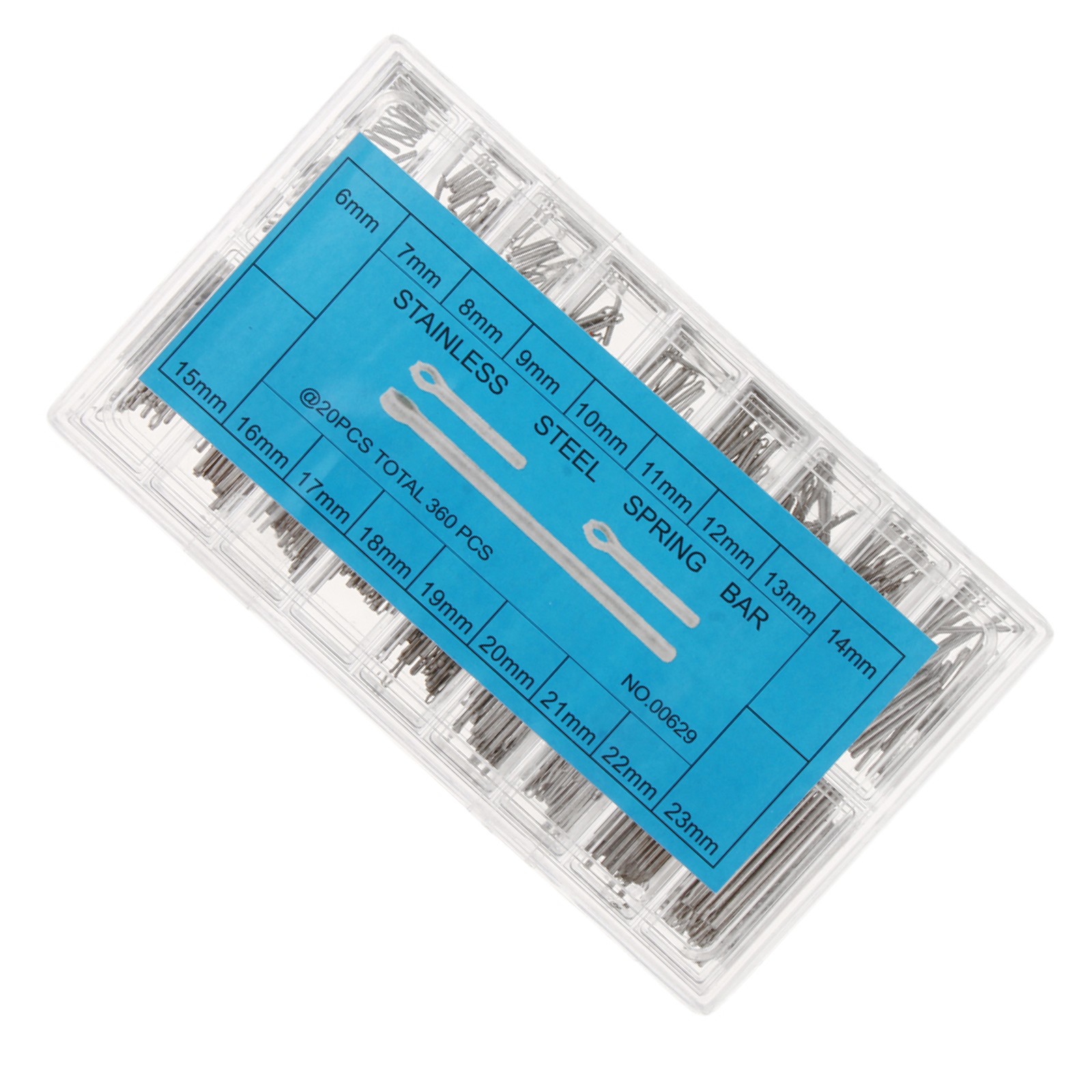 360Pcs 6-23mm Assorted Stainless Steel Watch Band Link Cotter Pin 0.9mm Bar Box