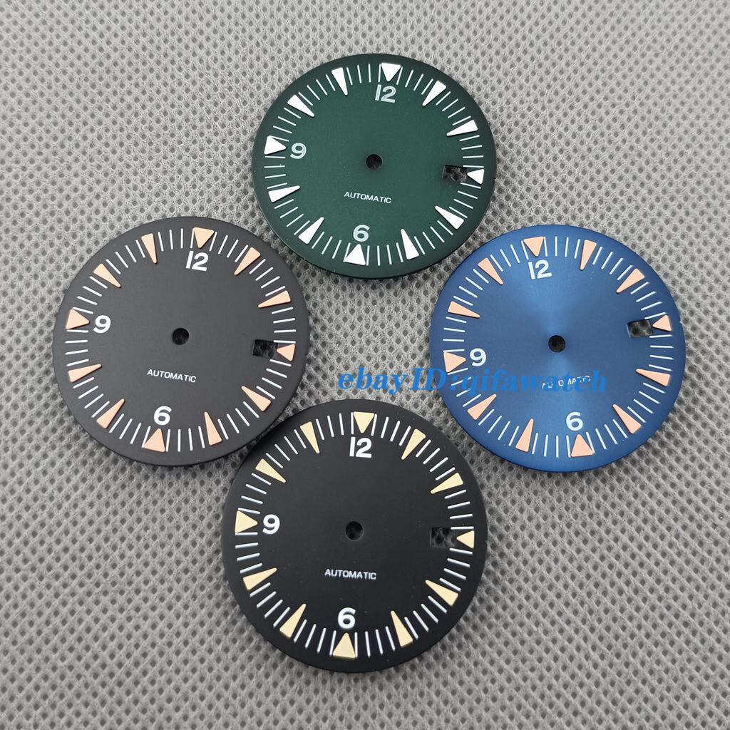 32mm Luminous black blue green Watch Dial date Fit NH35 NH35A automatic Movement