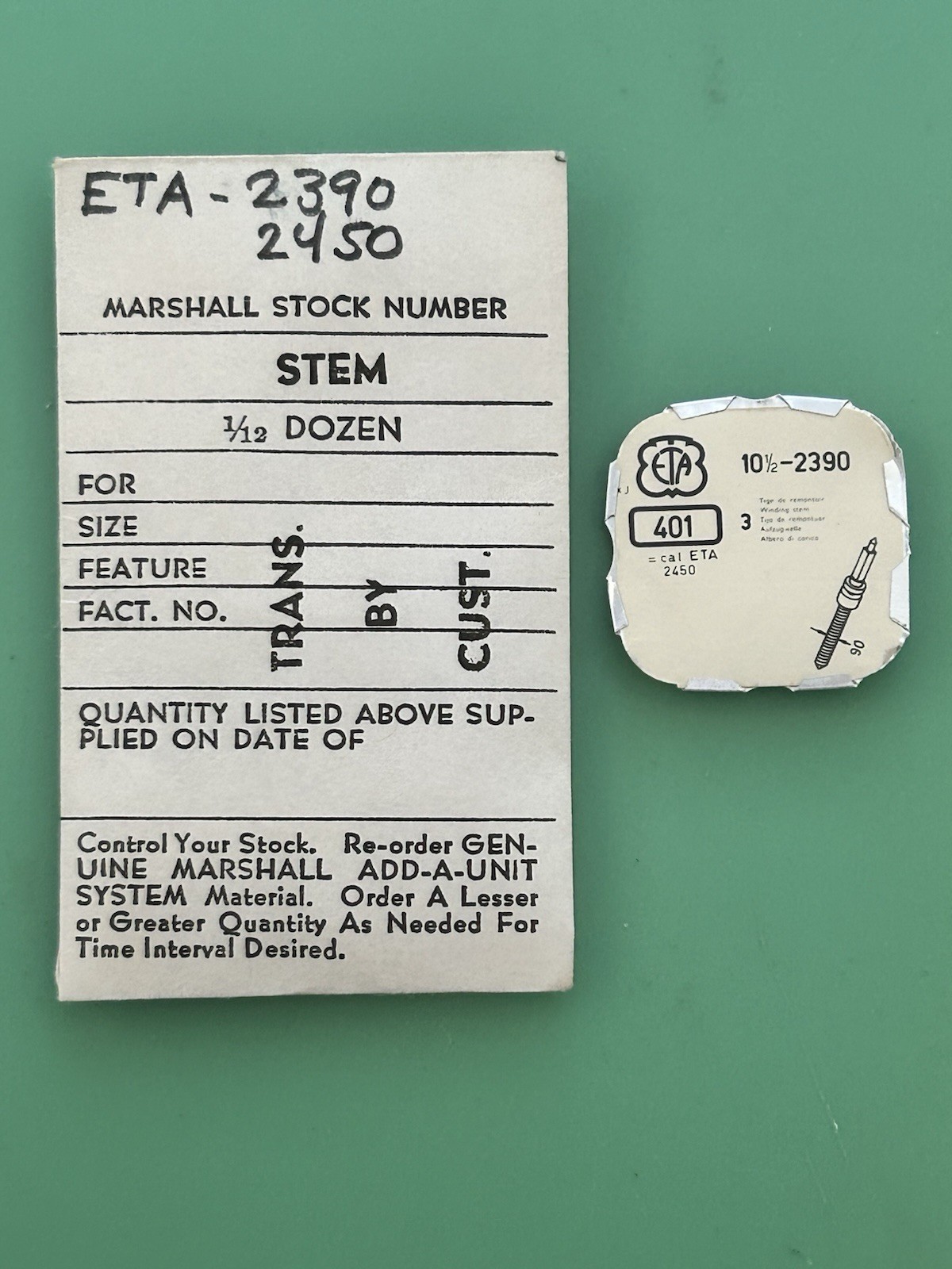 ETA Cal. 2390 – 2450 – Winding Stem – Part 401 – .90 mm – Tap 10 – 15-16 mm long