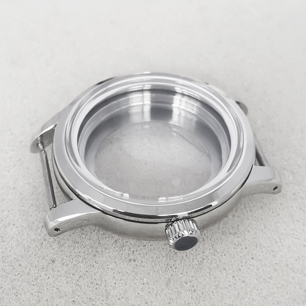 39mm Silver GS Watch Case Leather Band Strap Fit SEIKO NH35 NH36 /4R/7S Movement