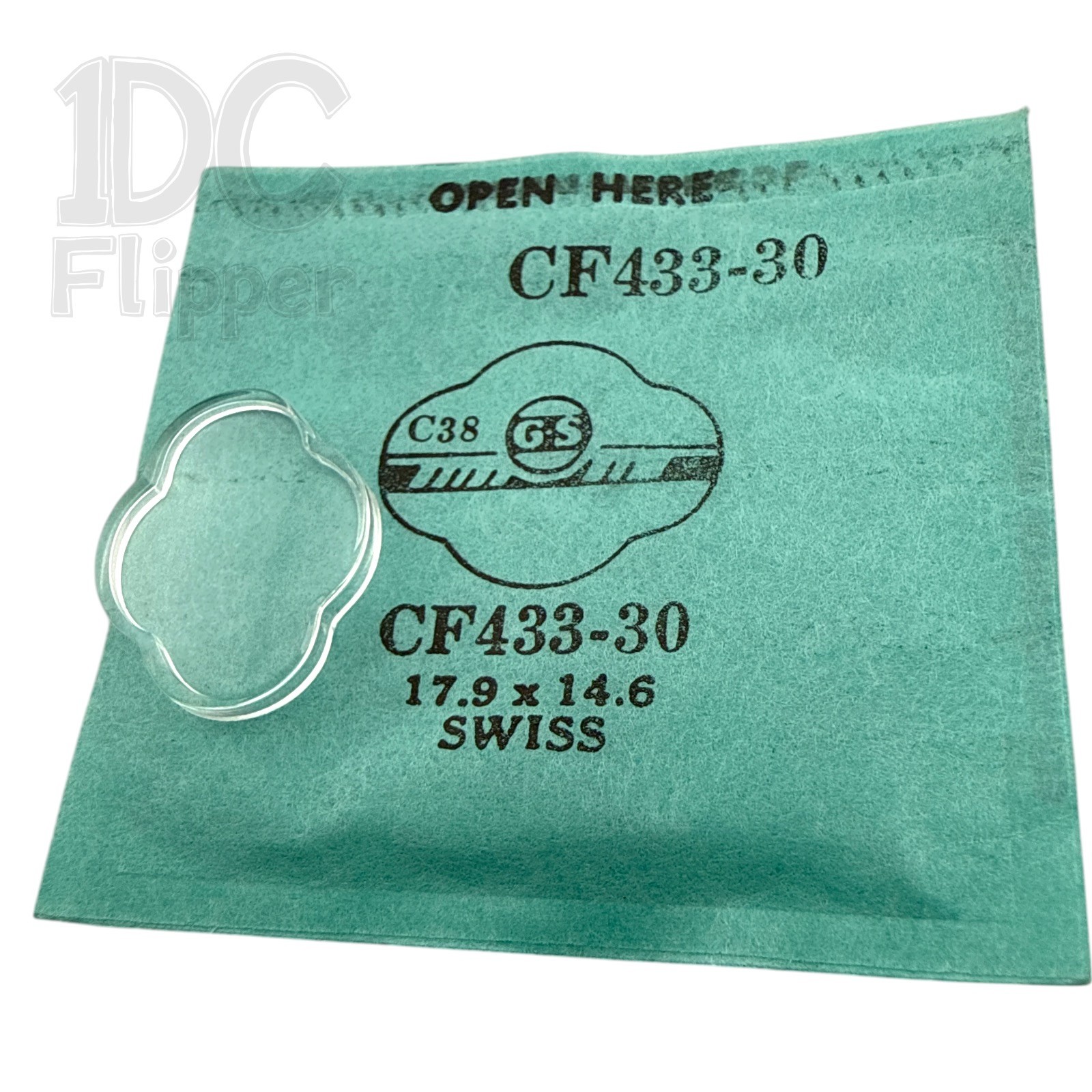 Swiss Watch Crystal G-S CF433-30 17.9 x 14.6mm Clover Shape Ladies Read!