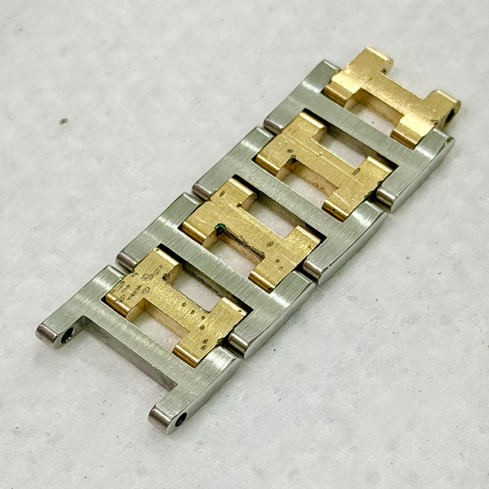 Genuine Hermes Clipper Men’s Watch Strap 4 Links Set 17mm Two-Tone 1.7” Long