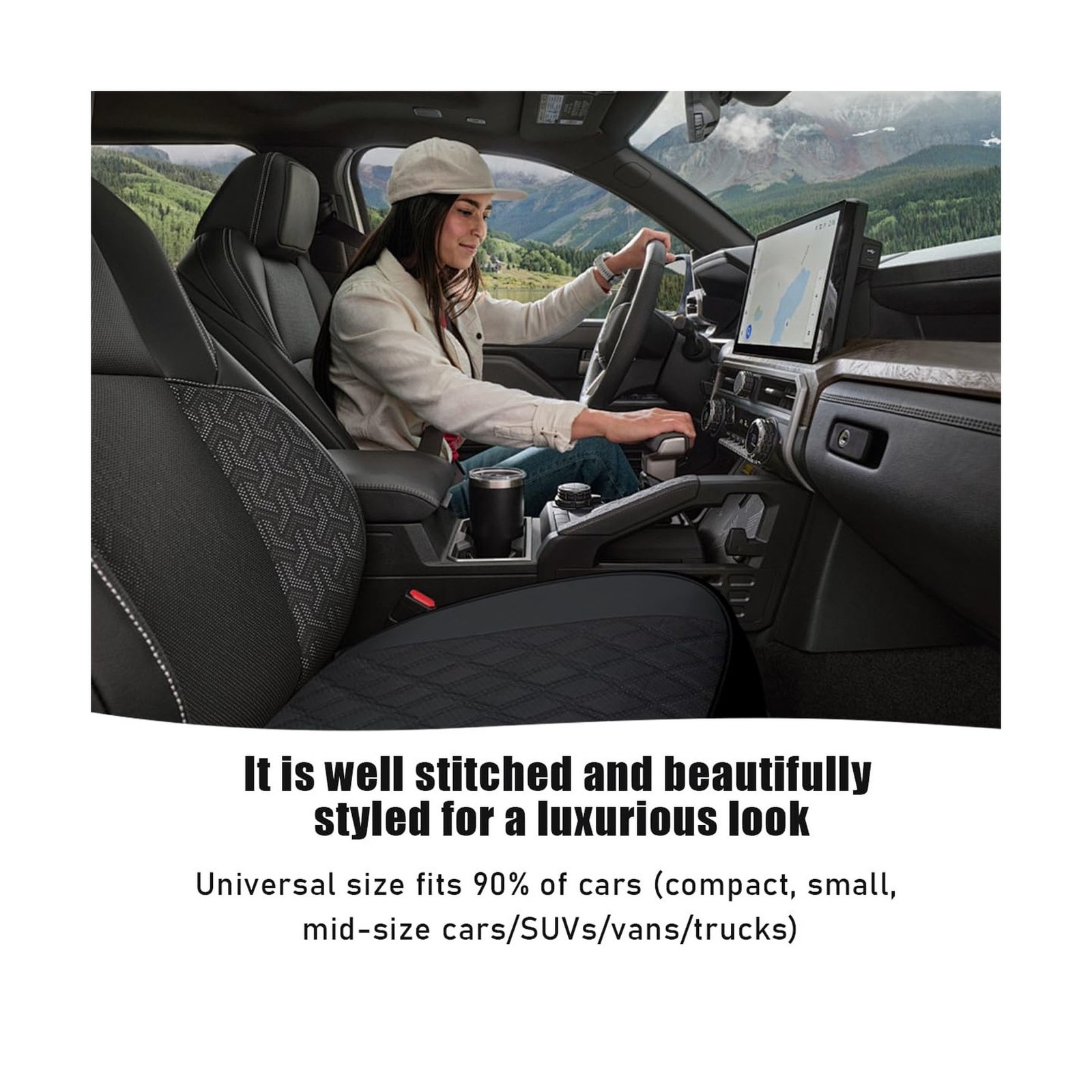 Car Front Seat Cover, 21″×22″ Luxury PU Leather Auto Seat Protectio… Fast