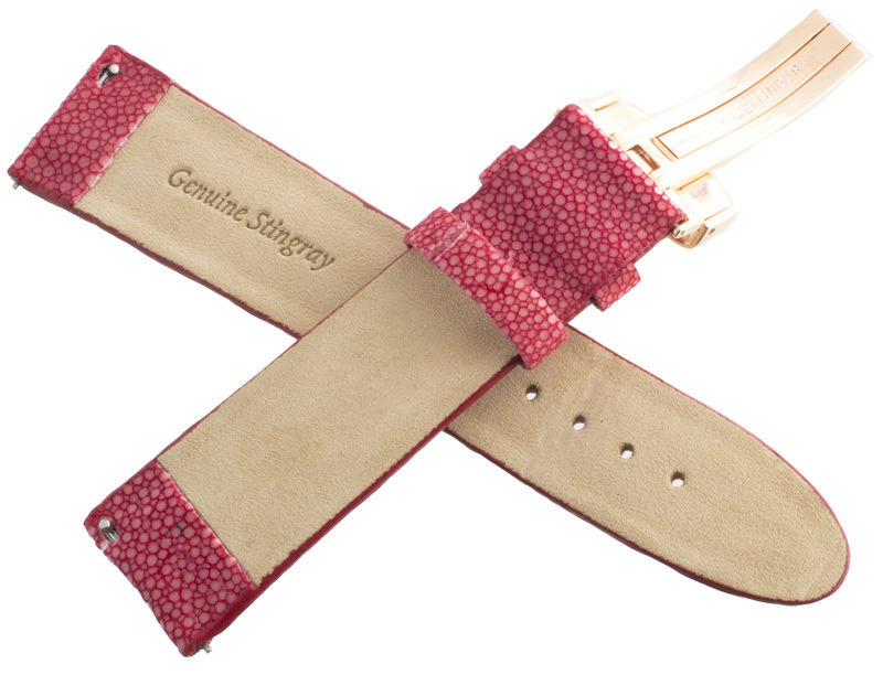 Genuine JoJo, JoJino 22mm Red Leather Rose Gold tone Buckle Watch Band Strap