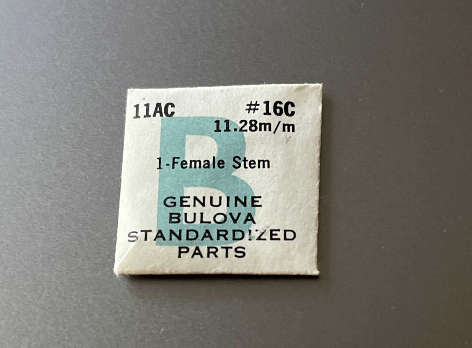 Bulova Watch Movement Part 11AC #16C Female Stem 11.28 m/m