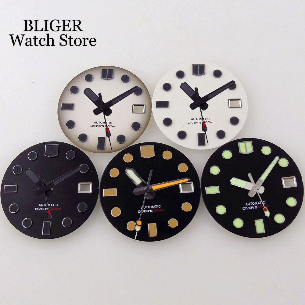 29mm Fit NH35 NH35A Watch Dial Black White Men Watch Lume Parts Accessories Set