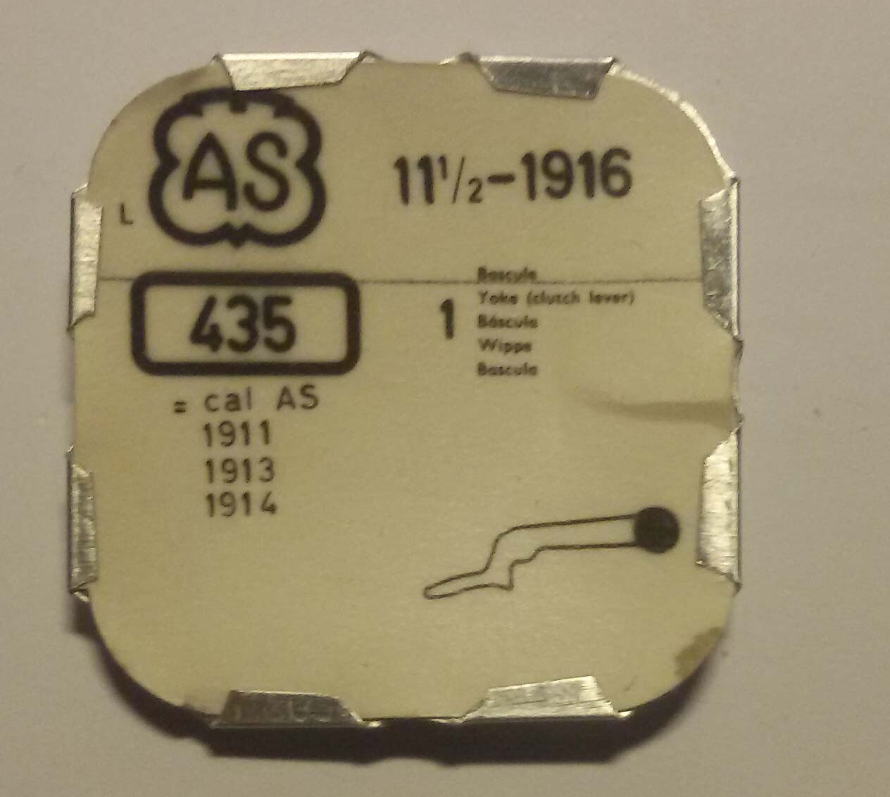 AS CAL. 1911, 1913, 1914, 1916, WIPPE PART No. 435 ~NOS~