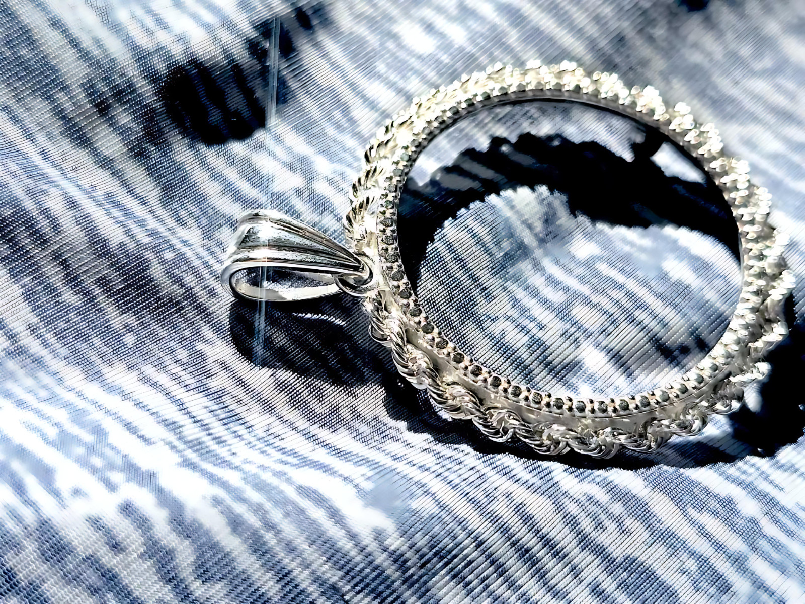 925 Sterling Silver Prong Back Illusion Rope Bezel for 26mm Susan B Anthony