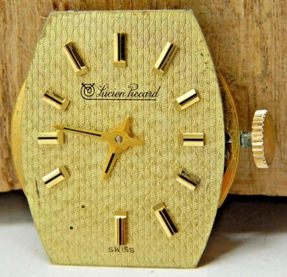 Vintage Lucien Piccard LP48B 17 jewel gilded men’s wrist watch movement w/ dial