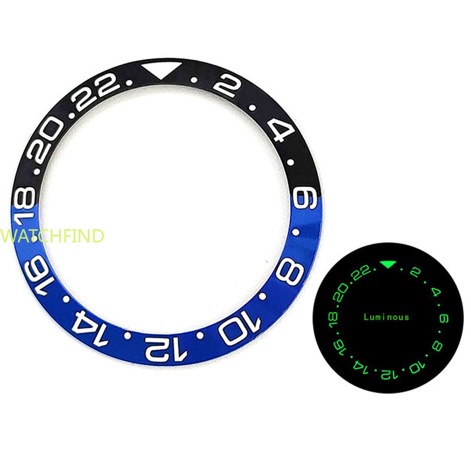 Luminous Sloped 38 Ceramic Watch Bezel Insert for GMT Submariner Daytona SKX007