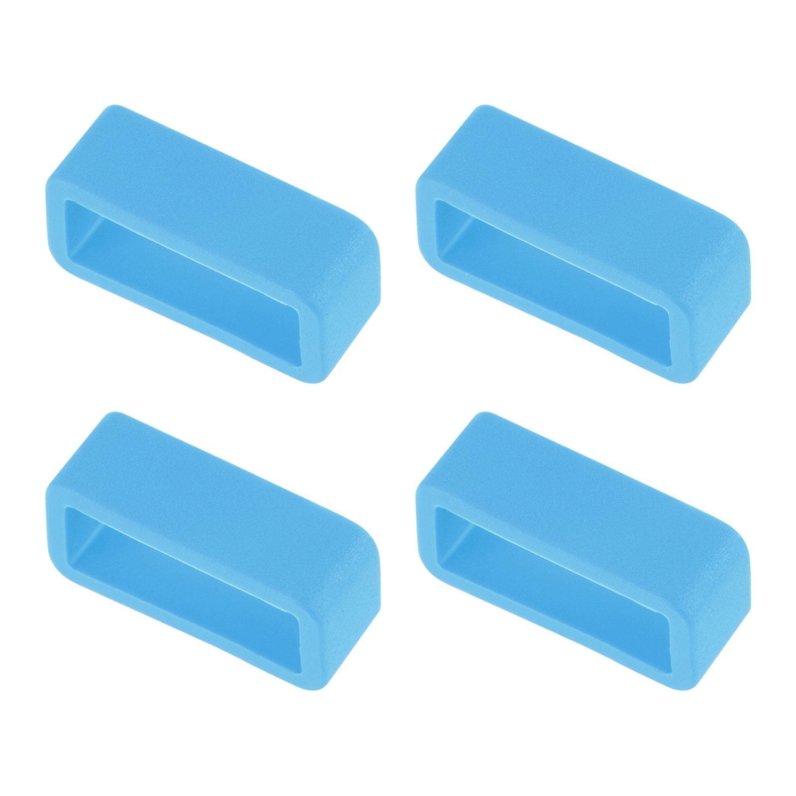 Watch Band Strap Loops Silicone for 16mm Width Watch Band, Lake Blue 4 Pcs