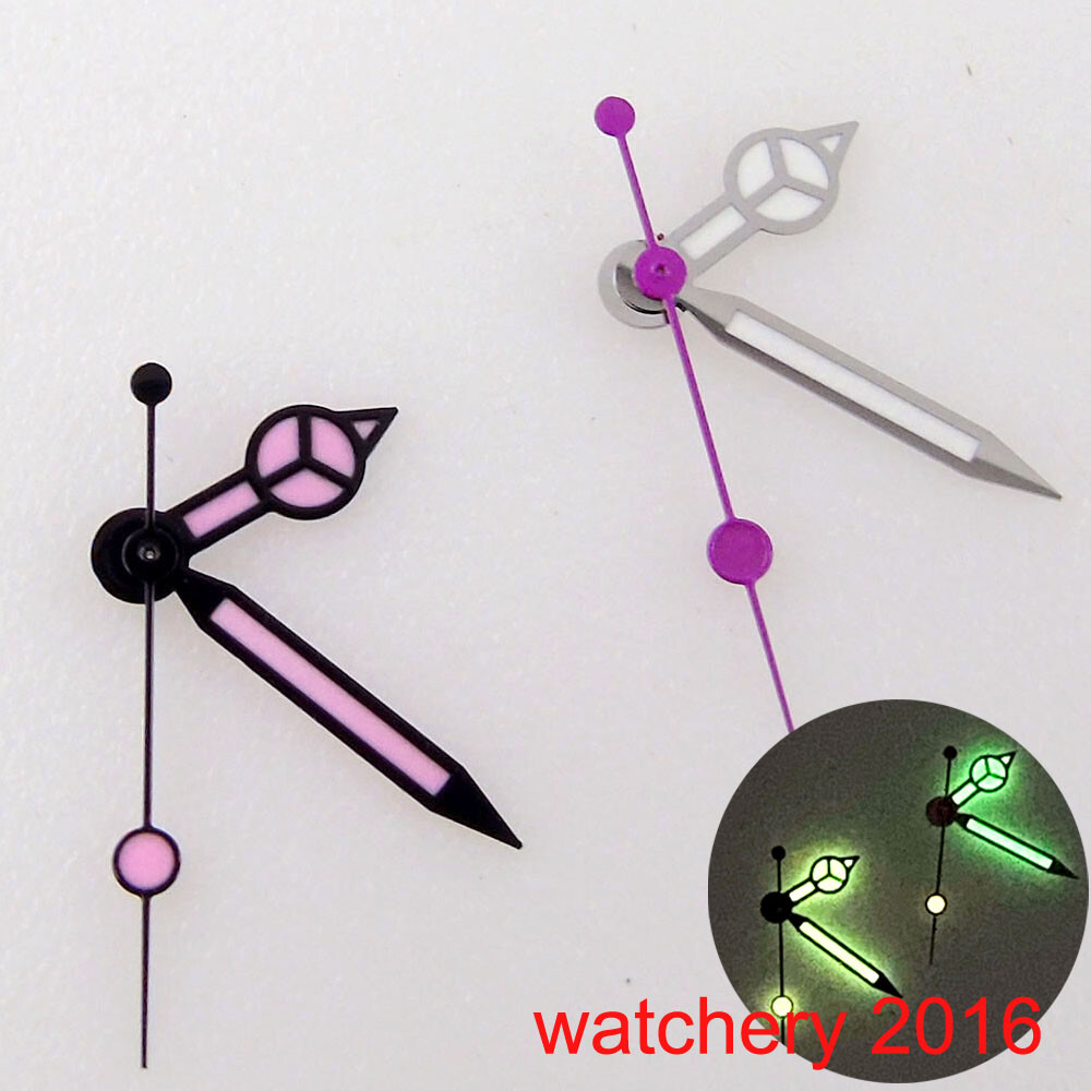 New Black Silver Edge Luminous Pink Watch Hand fit NH35A NH36A automatic watch