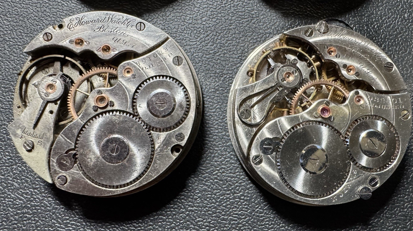 6 HOWARD 16S 17J SERIES 2, 3, 4, 9 PW PS POCKET WATCH MOVEMENT LOT