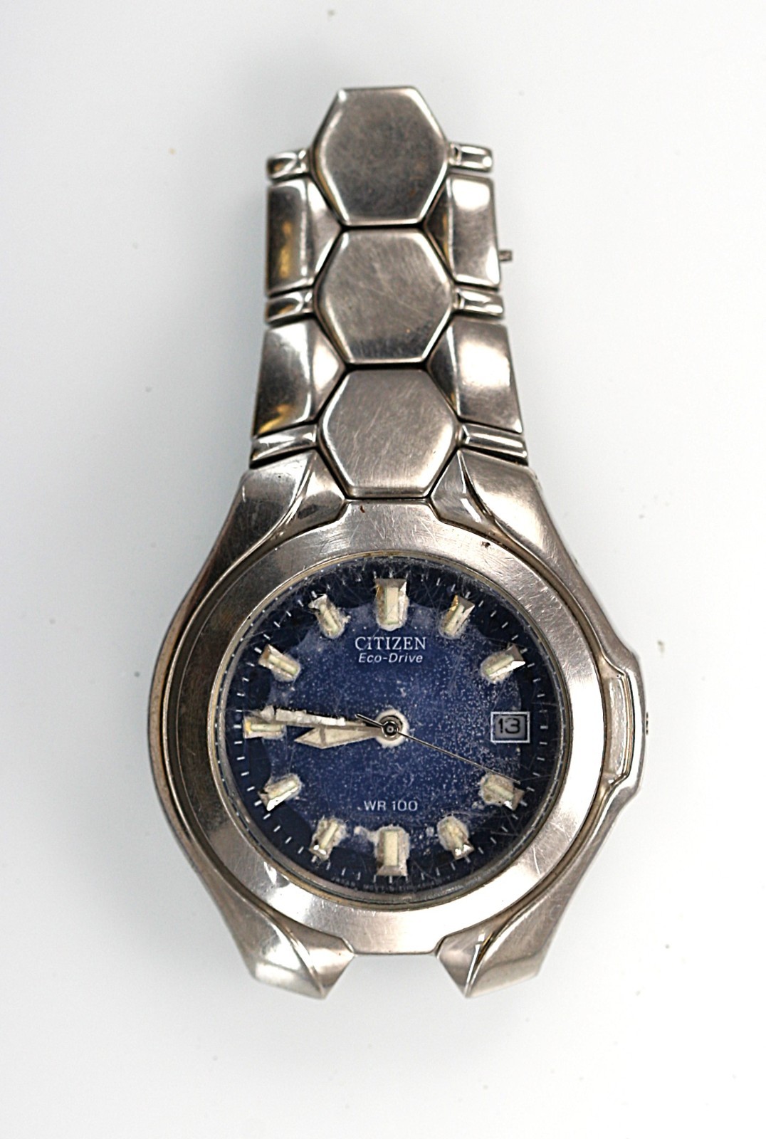 Citizen Eco Drive Men Watch Solar Stainless Steel Silver Date NON-WORKING C-36