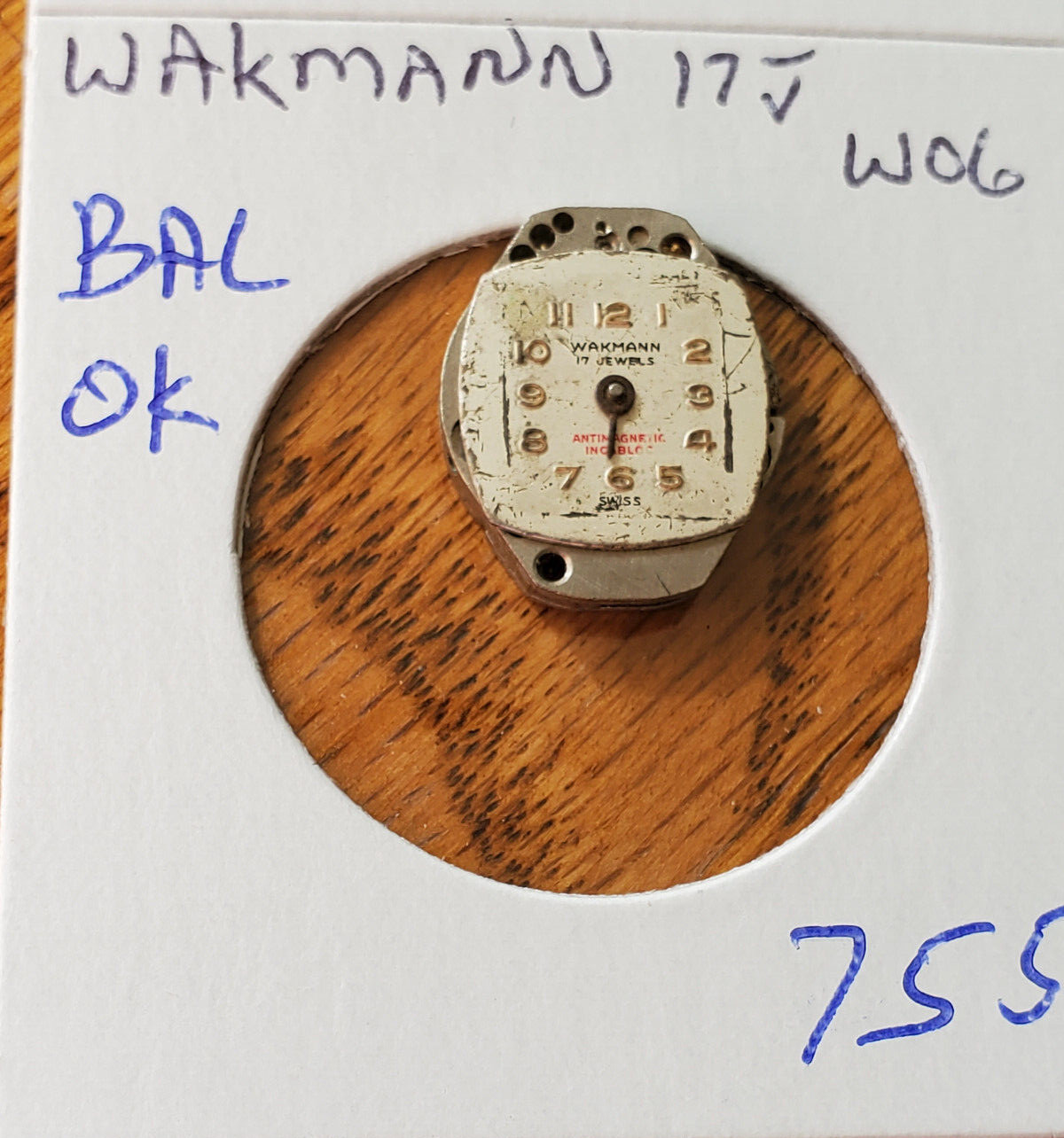 LADIES WAKMANN 17J WO6 WRIST WATCH MOVEMENT #755