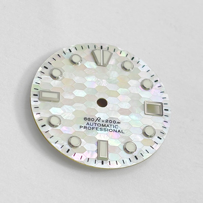 28.5mm Dial Purple Red Mosaic Mother of Pearl Watch Face BGW9 C3 Lume