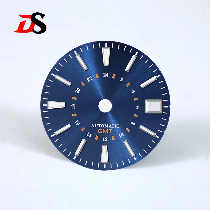Sunburst Dial Blue Lume Matte 28.5mm Watch Accessories NH34GMT Movement