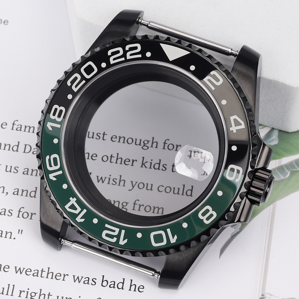 FEIYASHI Green Ceramic 40mm NH35 Watch Case Steel GMT Style For Seiko NH35 NH36
