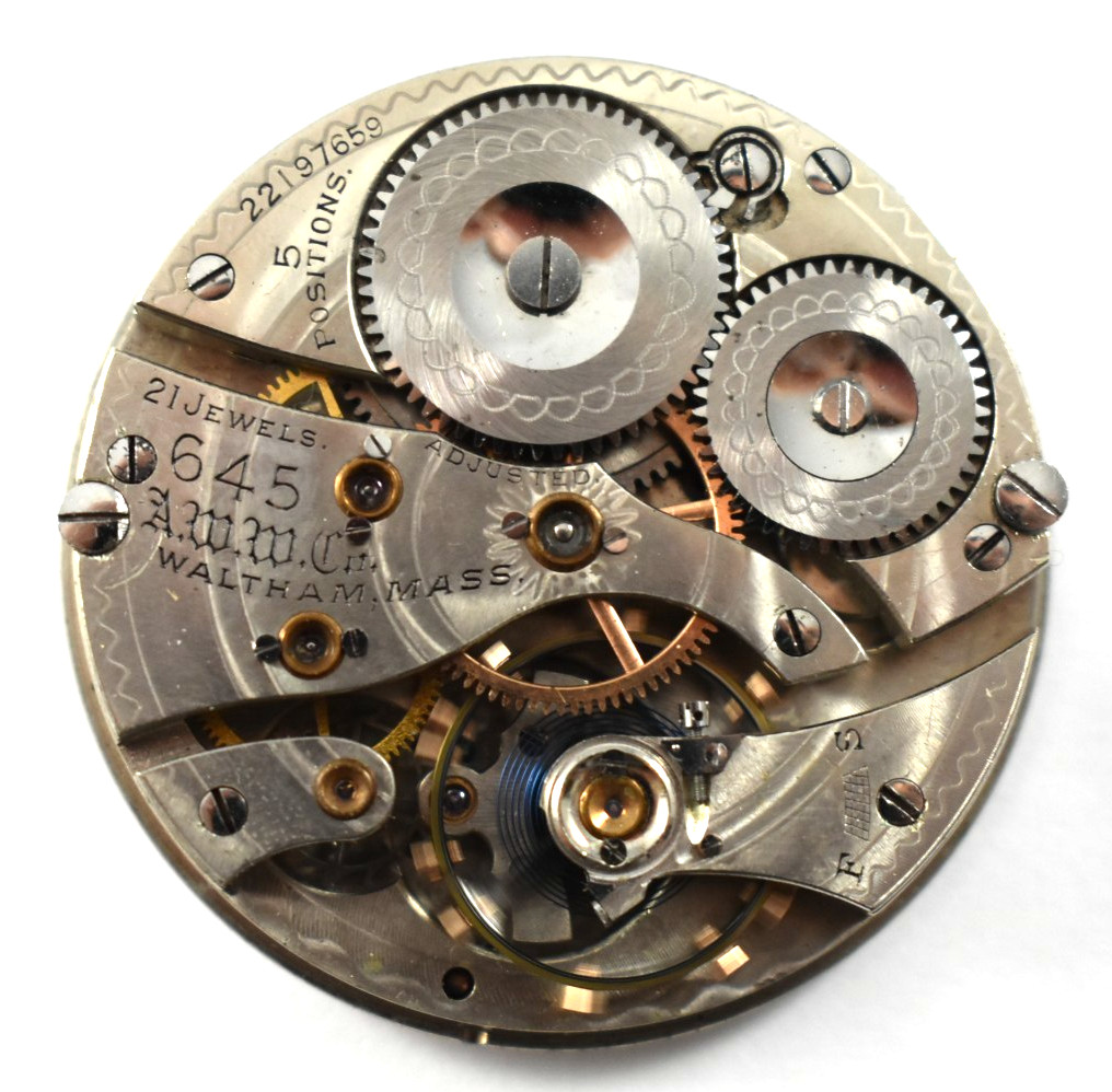 Vintage Waltham Grade 645 16s 21J RR Pocket Watch Movement READ! lot.x