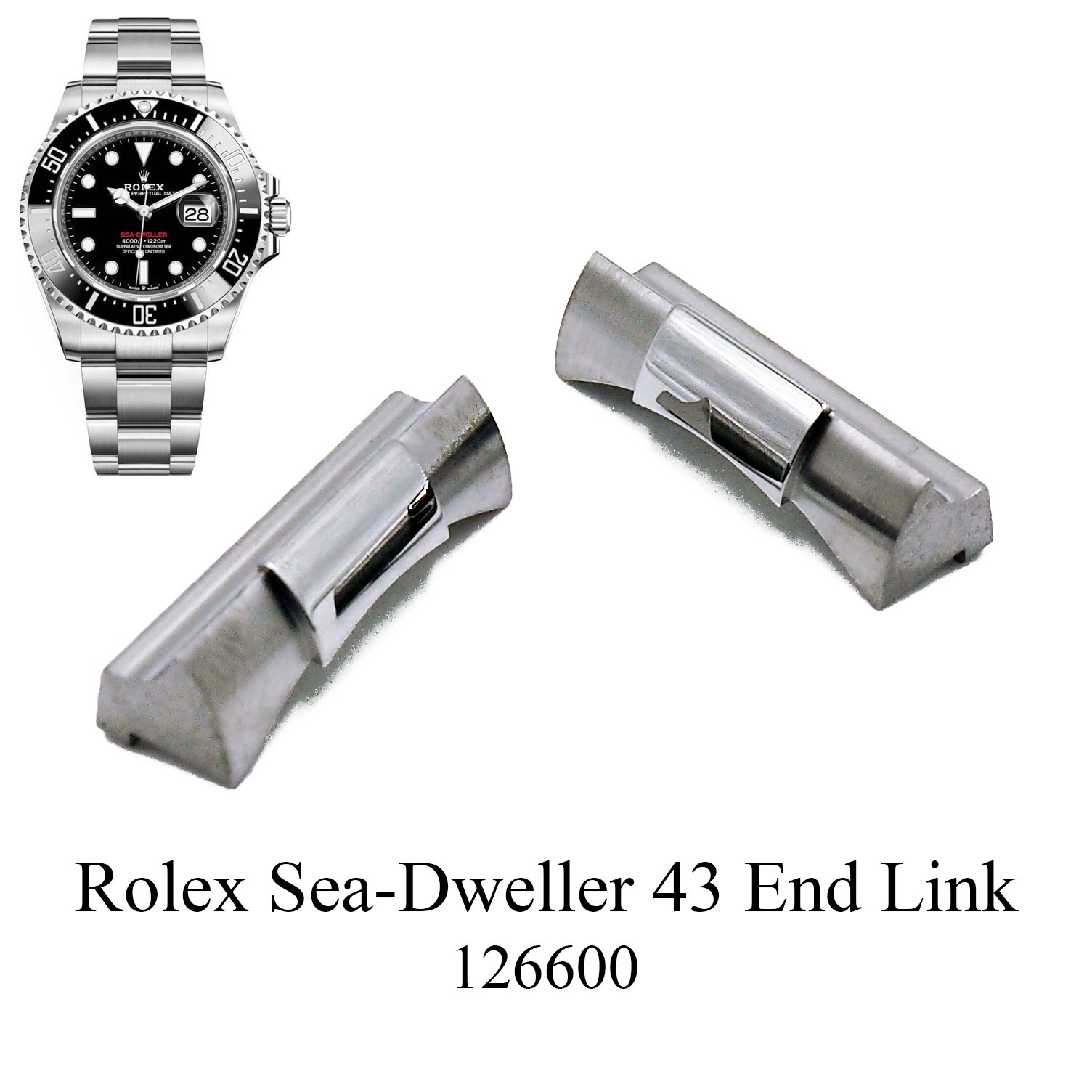 22mm Steel 904L Stainless Steel End Link For Rolex Sea-Dweller 43 126600