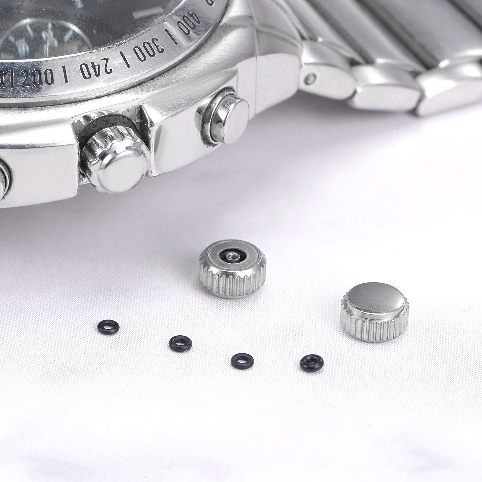 2Pcs 4.5mm Watch Crown Parts SUS304 Flat Short Stem 2mm ID Silver Tone