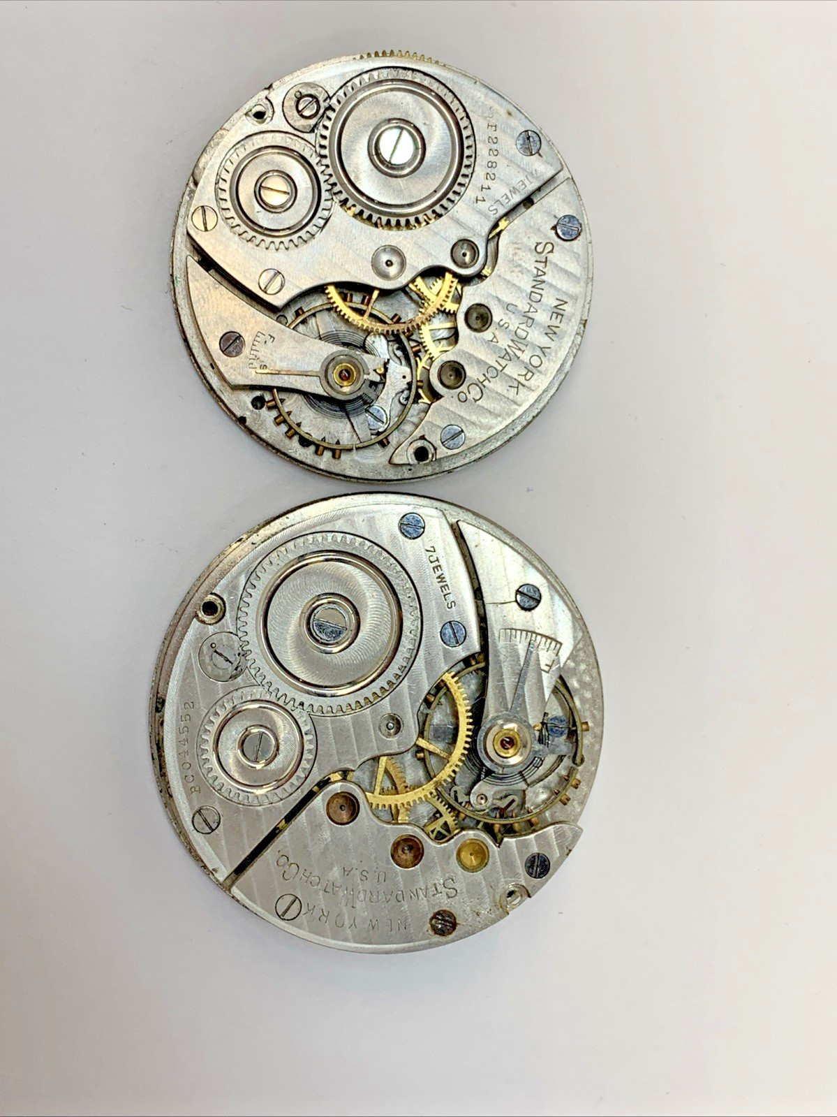 Vintage New York Standard 2 Pocket Watch Faces for Parts Repurpose Repair BROKEN