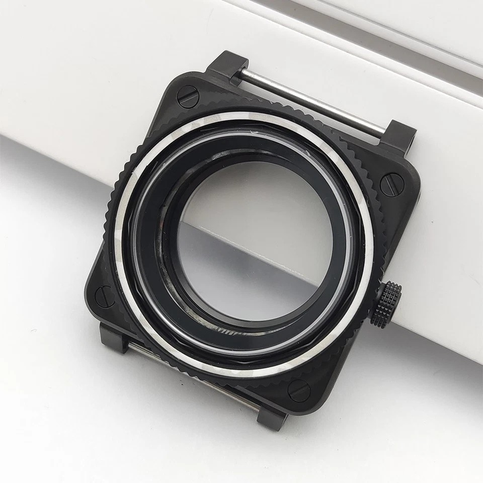 42mm Stainless Steel Square Watch Case Sapphire Glass For NH35/NH36 Movement