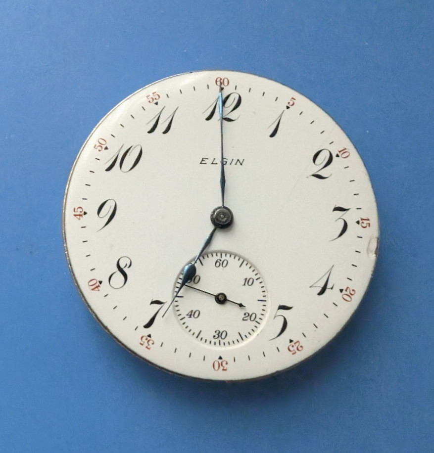 VINTAGE 16 SIZE ELGIN GRADE 387 OPEN FACE POCKET WATCH MOVEMENT RUNNING