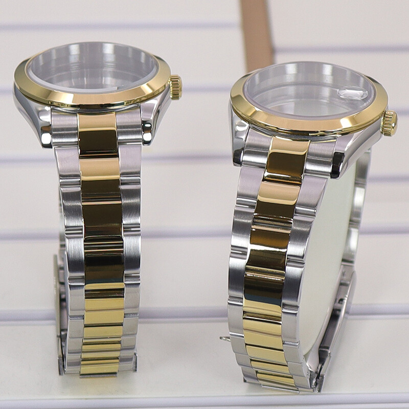 36mm/40mm Gold And Silver Watch Case Oyster Strap For Seiko Nh35 Nh36/38Movement