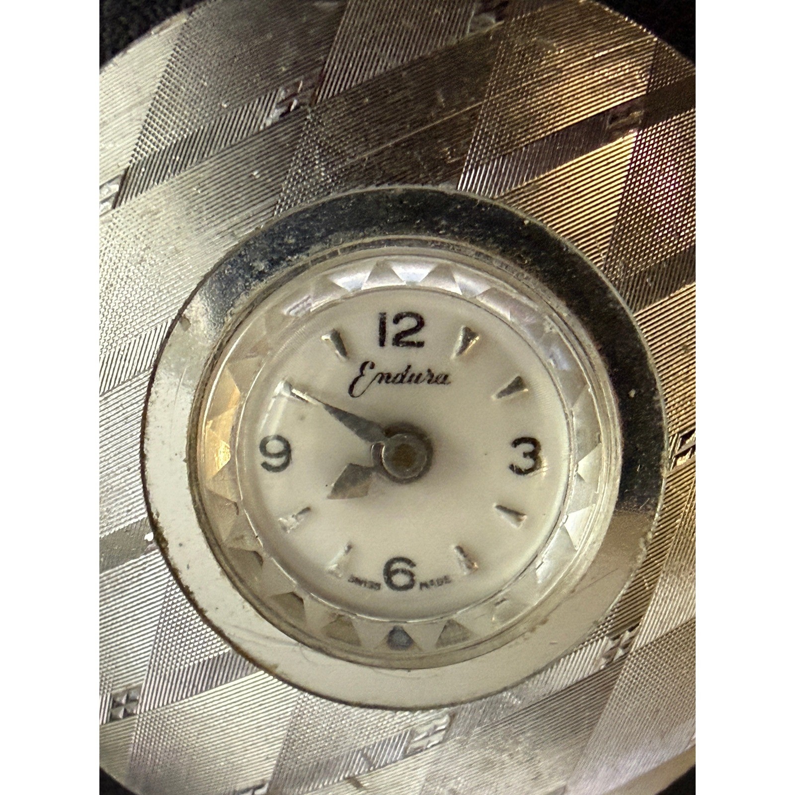 Vintage Watch Necklace Signed Endura Silver Tone READ