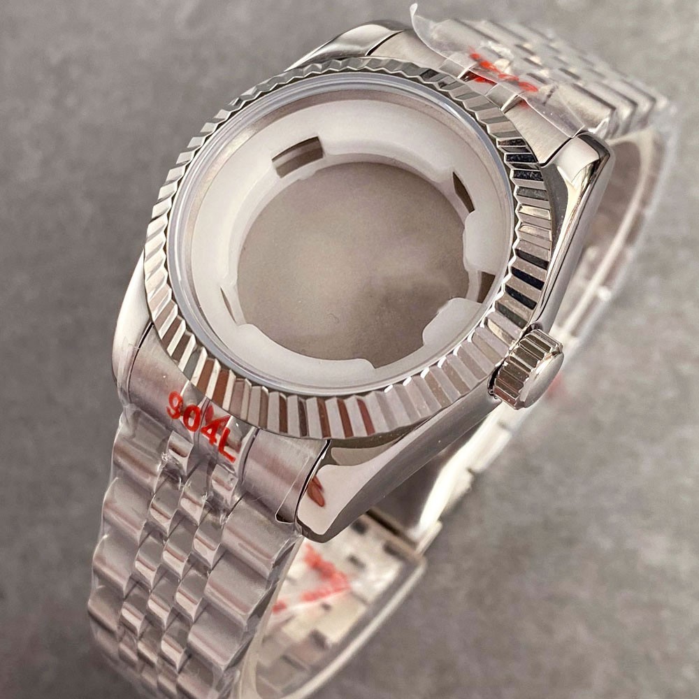 31mm Jubilee Watch Case Fit NH05A Auto Movement Fluted Bezel Sapphire Glass