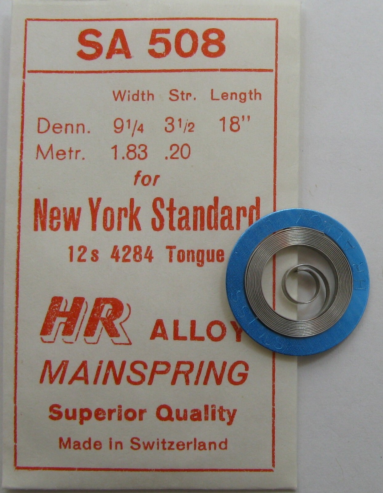 New York Standard 12s 4284 tongue end Watch Mainspring x1 white alloy SA508