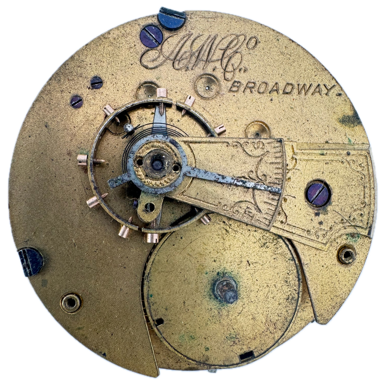 Antique 18s Waltham Broadway Unisex Key Wind Pocket Watch Movement USA for Parts