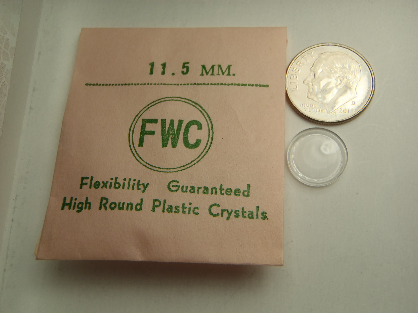 FWC HIGH ROUND Diamond Edge PLASTIC WATCH STEP CRYSTAL 11.5 MM NOS