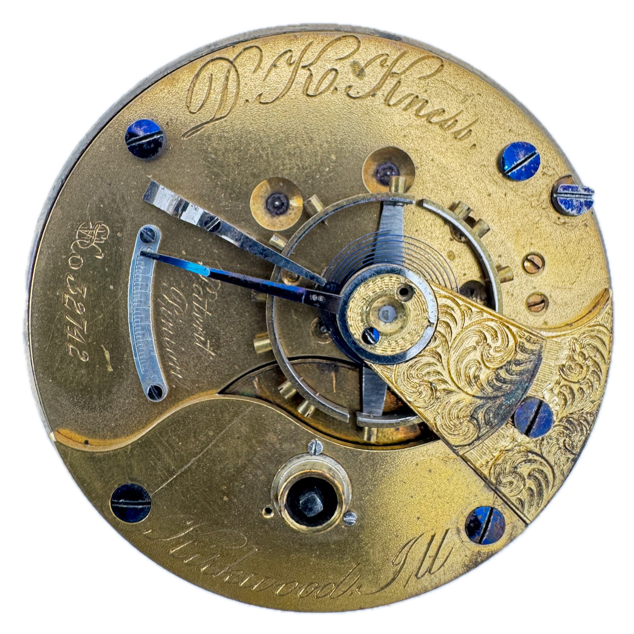 Antique 18s 1876 Springfield 9 Jewel Key Wind Pocket Watch Movement Kness USA
