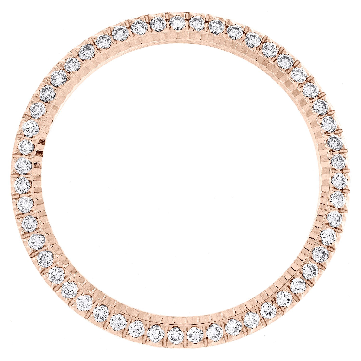 10K Rose Gold U-Cut Fluted Diamond Bezel Fits Rolex Day-Date 36mm Watch 1.35 CT.
