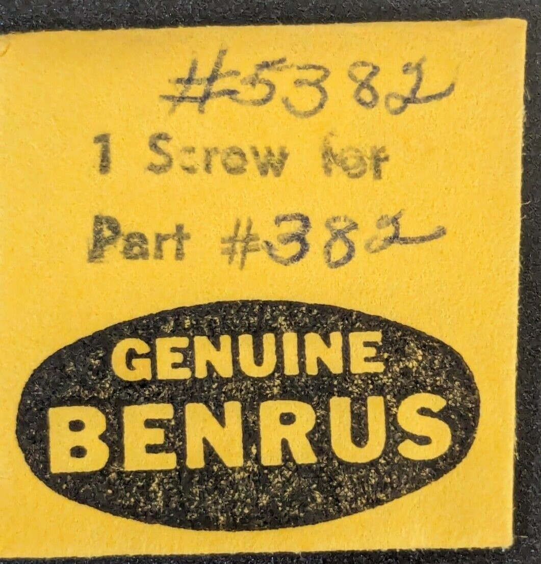 NOS NEW Genuine Benrus Watch 5382 Screw for Upper Cap Jewel End Plate Part# 382